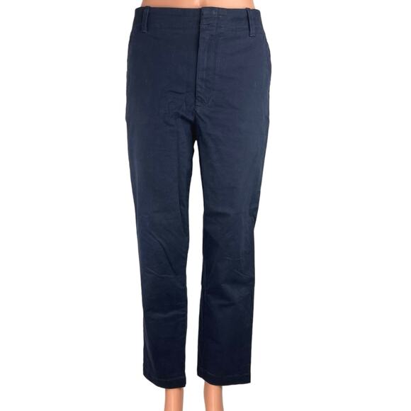 Banana Republic Navy High Rise Slim Fit Cropped Straight Leg Chino Pant Size 8 - Picture 1 of 5